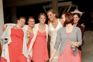 Bride Jessica Holthaus celebrates her marriage with Hood friends Kristen (Heisey) Leiter, Jessica (Alberici) Allen, Heather Mannix, Danielle Kahler and Mary Greer